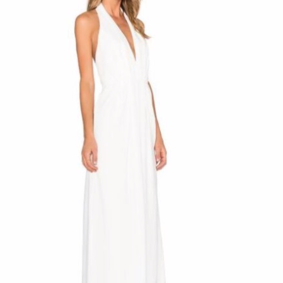 Jill Stuart Ivory Matte Charmeuse Deep V halter - Picture 2 of 3